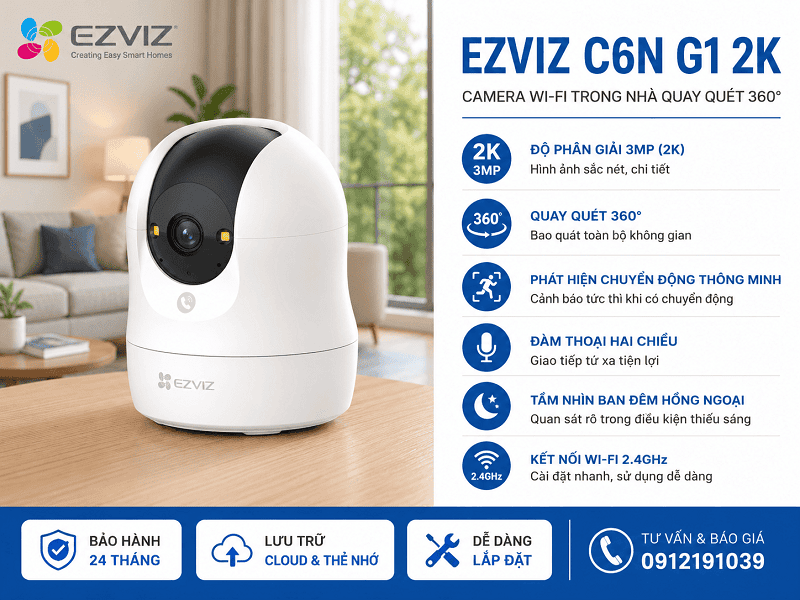 Camera Wifi EZVIZ C6N G1 2K 3MP
