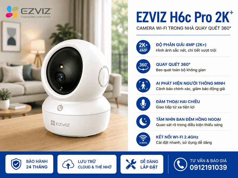 Camera Wifi EZVIZ H6c Pro 2K⁺ 4MP