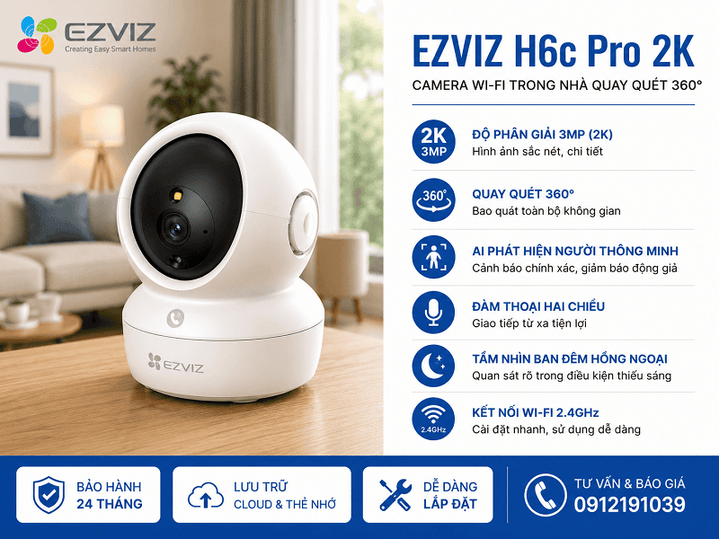 Camera Wifi EZVIZ H6c Pro 2K