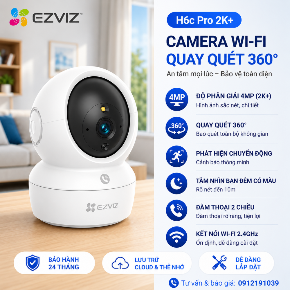 Camera Wifi EZVIZ H6c Pro 2K⁺ 4MP