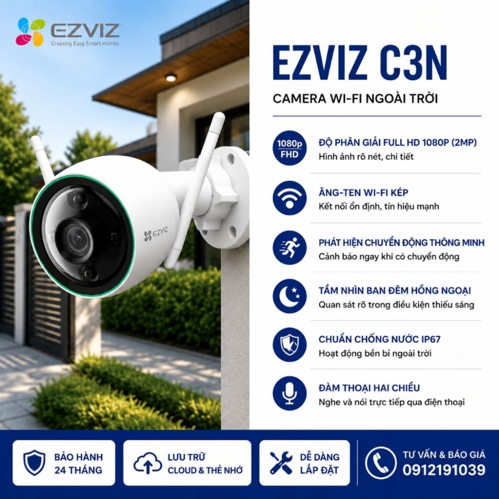 Camera Wifi Ngoài Trời Có Màu C3N