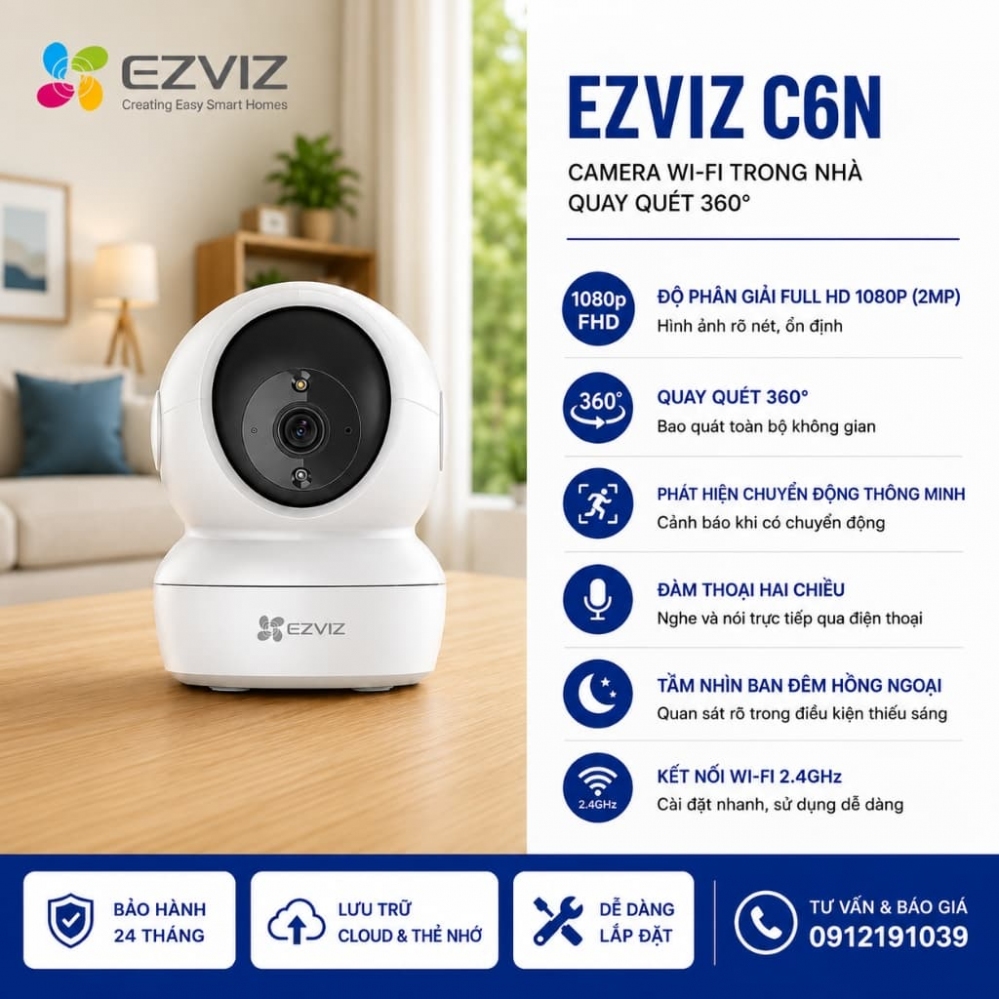 Camera Wifi Xoay 360° C6N Hãng EZVIZ