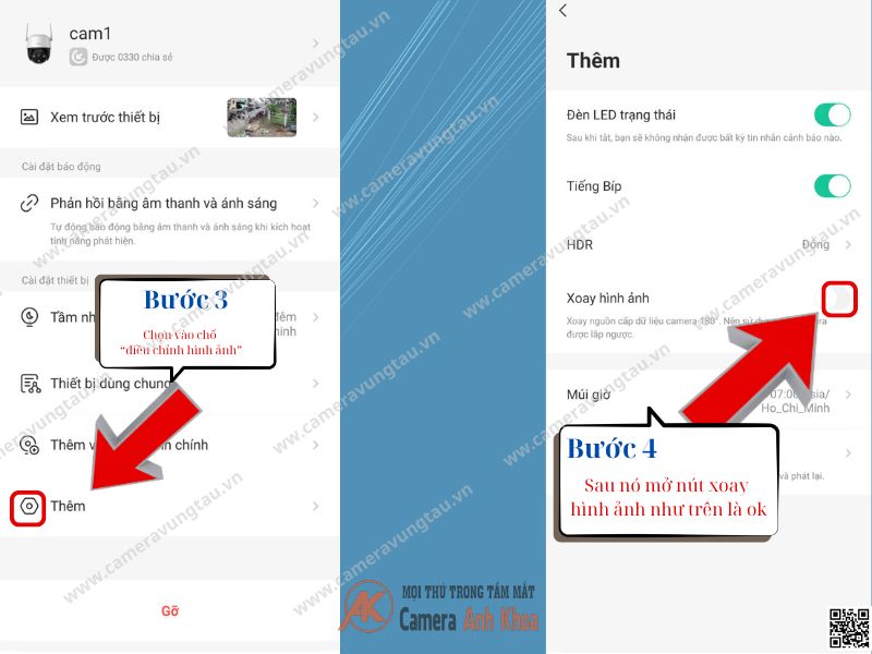chỉnh camera imou bị ngược